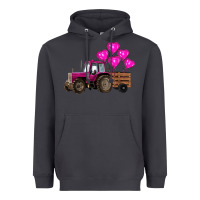 Smoke valentines day pink tractor with pink heart balloo Heavyweight Hoodie - RanaPortraitStore