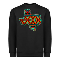 Black Texas Map With Aztec Background Heavyweight Sweatshirt - JahusDesignShop