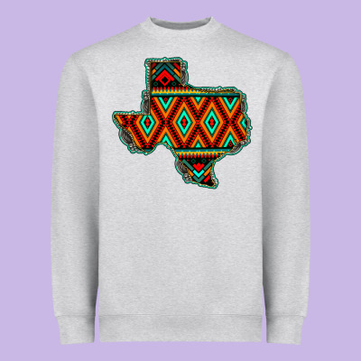Texas Map With Aztec Background Heavyweight Sweatshirt Designed By Jahusdesignshop
