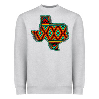 Heather Grey Texas Map With Aztec Background Heavyweight Sweatshirt - JahusDesignShop