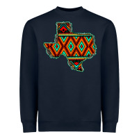 Navy Texas Map With Aztec Background Heavyweight Sweatshirt - JahusDesignShop
