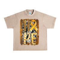French Oak finding the cure starts with hope childhood cancer awareness  with bac Urban Heavy Tee - Jasminsmagicworld