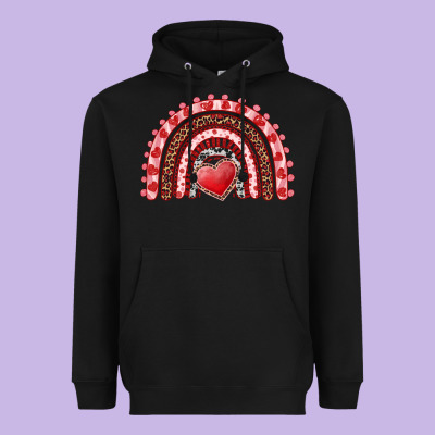 Valentines Day Rainbow With Heart Heavyweight Hoodie Designed By Ranaportraitstore