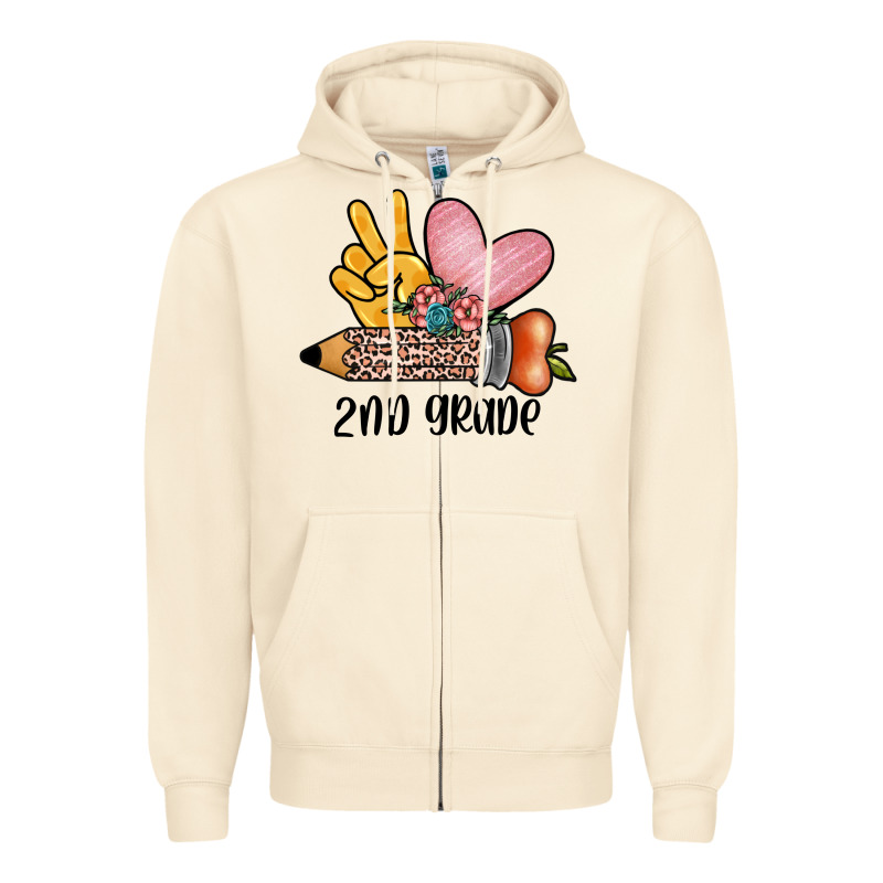 Peace Love 2nd Grade Zipper Hoodie by JahusDesignShop | Teevron