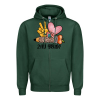 Sports Green peace love 2nd grade Zipper Hoodie - JahusDesignShop
