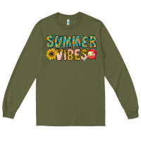Army Green Summer Vibes Long Sleeve Tee - CowhideDigitalArt