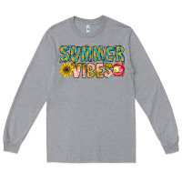 Heather Grey Summer Vibes Long Sleeve Tee - CowhideDigitalArt
