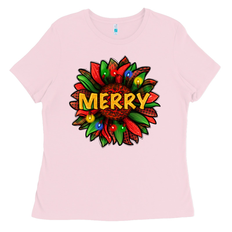 Merry Christmas With Light Sunflower Bbs Ladies Tee by BundleAndBundleShop | Teevron