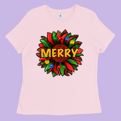 Merry Christmas With Light Sunflower Bbs Ladies Tee Designed By Bundleandbundleshop
