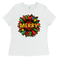 White merry christmas with light sunflower bbs Ladies Tee - BundleAndBundleShop