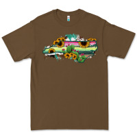 Cacao North Carolina Map Sunflower Cactus Serape Premium Tee - RanaPortraitStore
