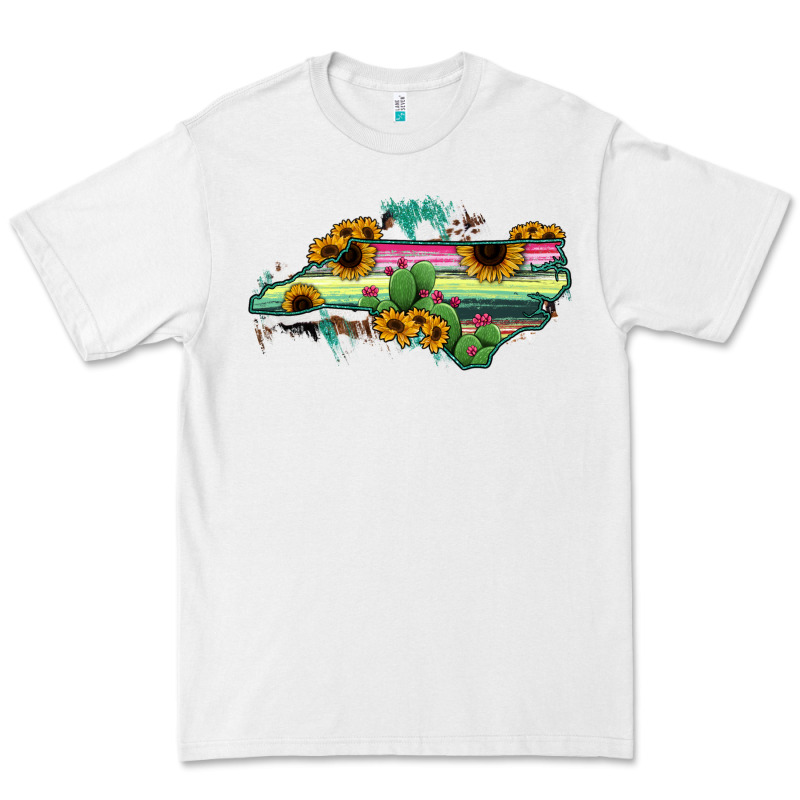 North Carolina Map Sunflower Cactus Serape Premium Tee by RanaPortraitStore | Teevron