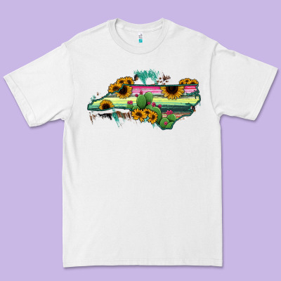 North Carolina Map Sunflower Cactus Serape Premium Tee Designed By Ranaportraitstore
