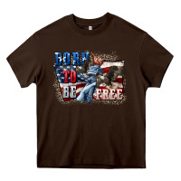 Chocolate Brown Born to be free Heavy Core Tee - CowGirlArtShop