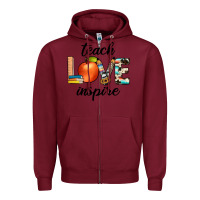 Burgundy teach love inspıre Zipper Hoodie - JahusDesignShop