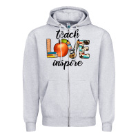 Heather Grey teach love inspıre Zipper Hoodie - JahusDesignShop