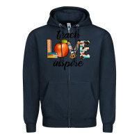 Navy teach love inspıre Zipper Hoodie - JahusDesignShop