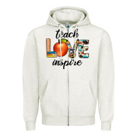 Oatmeal Heather teach love inspıre Zipper Hoodie - JahusDesignShop