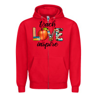 Red teach love inspıre Zipper Hoodie - JahusDesignShop