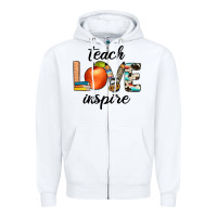 White teach love inspıre Zipper Hoodie - JahusDesignShop