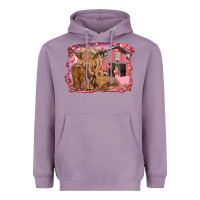 Lavender valentines day mama cow and baby cows Heavyweight Hoodie - RanaPortraitStore