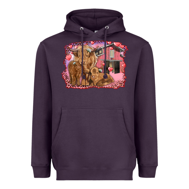 Valentines Day Mama Cow And Baby Cows Heavyweight Hoodie by RanaPortraitStore | Teevron