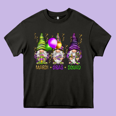 Mardi Gras Squad With Gnomies Heavy Core Tee Designed By Howdyjamesfarm