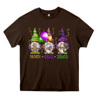 Chocolate Brown Mardi Gras squad with gnomies Heavy Core Tee - HowdyJamesFarm