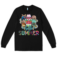 Black Hello Summer Long Sleeve Tee - CowhideDigitalArt