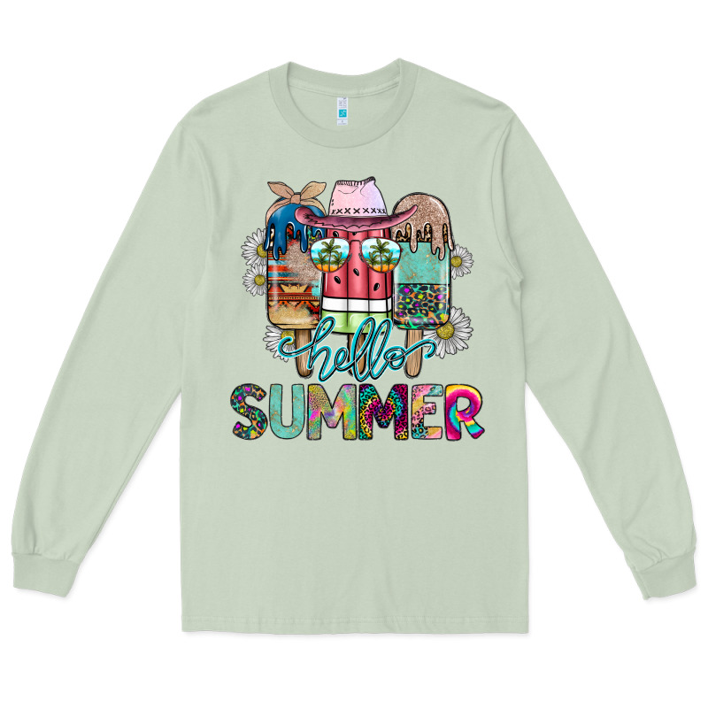 Hello Summer Long Sleeve Tee by CowhideDigitalArt | Teevron