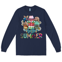 Navy Hello Summer Long Sleeve Tee - CowhideDigitalArt