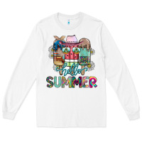 White Hello Summer Long Sleeve Tee - CowhideDigitalArt