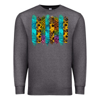 Charcoal Heather turquoise leopard sunflowers colorful Premium Sweatshirt - RanaPortraitStore