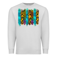 Dove Grey turquoise leopard sunflowers colorful Premium Sweatshirt - RanaPortraitStore