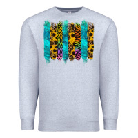 Heather Grey turquoise leopard sunflowers colorful Premium Sweatshirt - RanaPortraitStore
