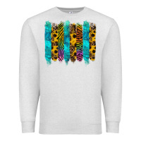 Oatmeal Heather turquoise leopard sunflowers colorful Premium Sweatshirt - RanaPortraitStore