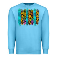 Ocean Blue turquoise leopard sunflowers colorful Premium Sweatshirt - RanaPortraitStore