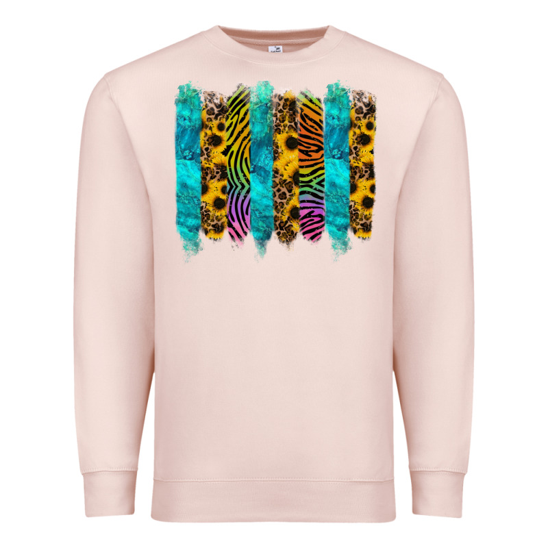 Turquoise Leopard Sunflowers Colorful Premium Sweatshirt by RanaPortraitStore | Teevron