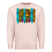 Pale Pink turquoise leopard sunflowers colorful Premium Sweatshirt - RanaPortraitStore