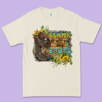 Blame It All On My Boots Premium Tee Designed By Fadigitalartstudio