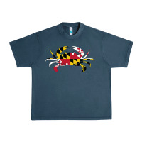 Midnight Navy Maryland Crab State Pride Flag Urban Heavy Tee - maiPhamDesign