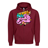 Burgundy hello 5th grade Zipper Hoodie - JahusDesignShop