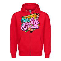 Red hello 5th grade Zipper Hoodie - JahusDesignShop