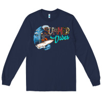 Navy Summer Vibes Long Sleeve Tee - CowhideDigitalArt