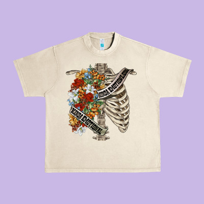 Kinda Emotionless Kinda Emotional Skeleton Chest Urban Heavy Tee Designed By Fadigitalartstudio