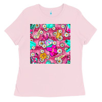 Bubblegum Pink hairstylist coffee cups and daisy with leopard seamless pattern bbs Ladies Tee - BundleAndBundleShop
