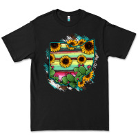 Black Ohio Map Sunflower Cactus Serape Premium Tee - RanaPortraitStore