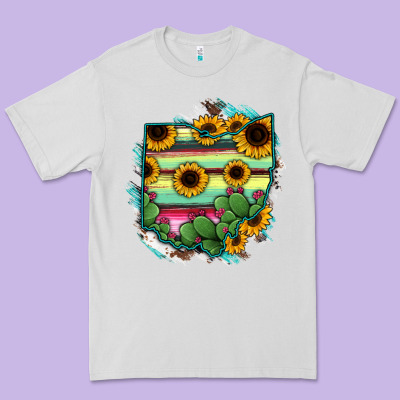 Ohio Map Sunflower Cactus Serape Premium Tee Designed By Ranaportraitstore