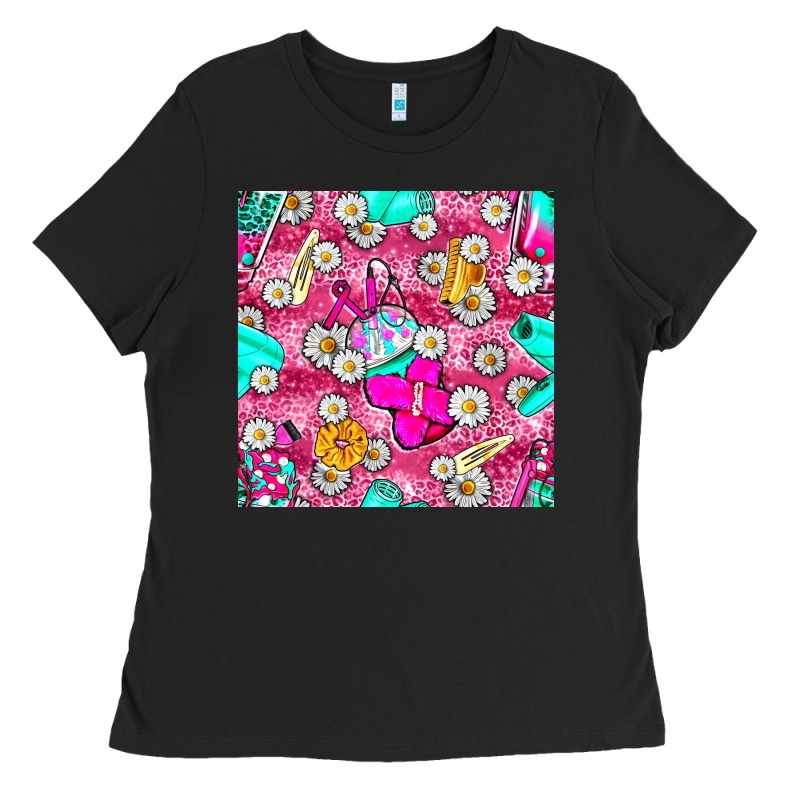Hairstylist Coffee Cups And Daisy With Leopard Seamless Pattern Bbs Ladies Tee by BundleAndBundleShop | Teevron