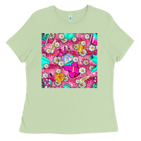 Matcha hairstylist coffee cups and daisy with leopard seamless pattern bbs Ladies Tee - BundleAndBundleShop